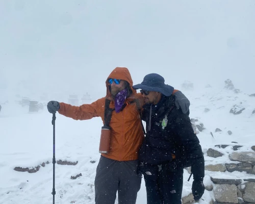 Enjoying snow at everest