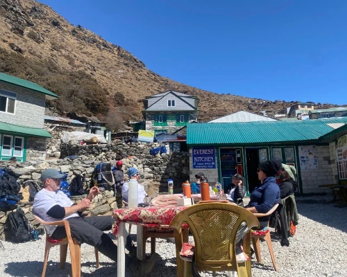 Resting during the trek