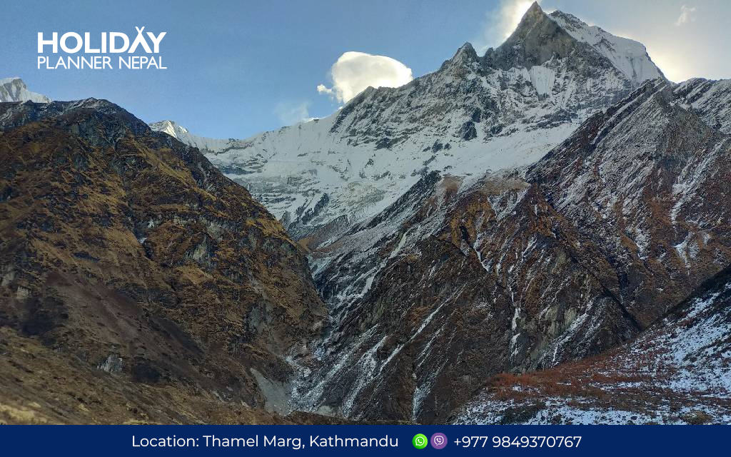 Majestic Machhapuchhre peak seen during Annapurna Base Camp Trek