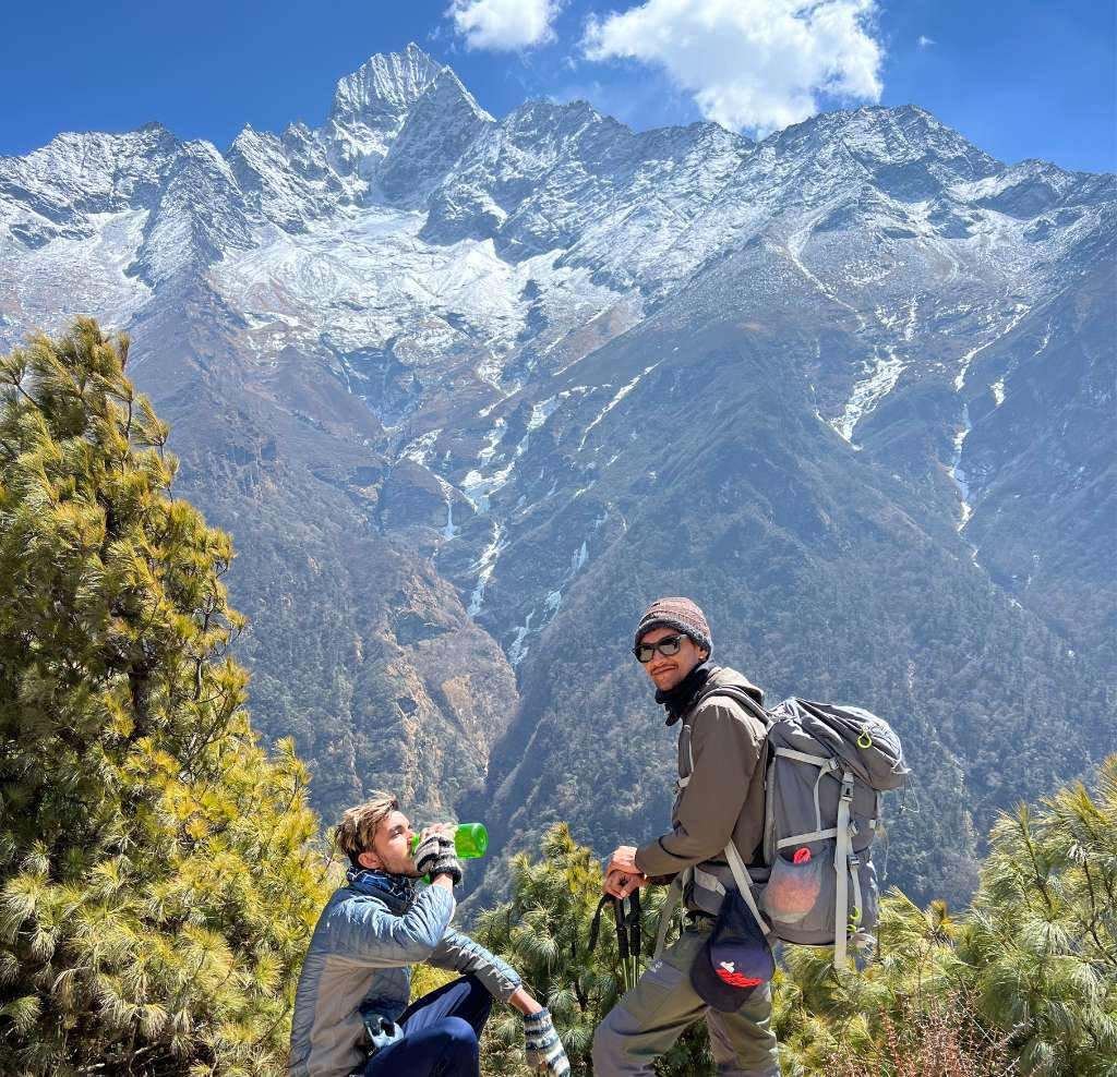 Guest taking rest on the trail of Everest Base Camp Luxury Trek
