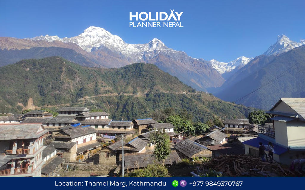 Sunrise view of Annapurna and Machhapuchhre mountains from Ghandruk