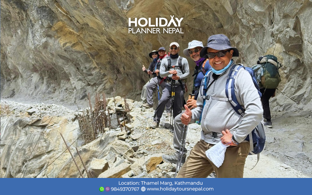 Trekker walking on Short Annapurna Circuit trail
