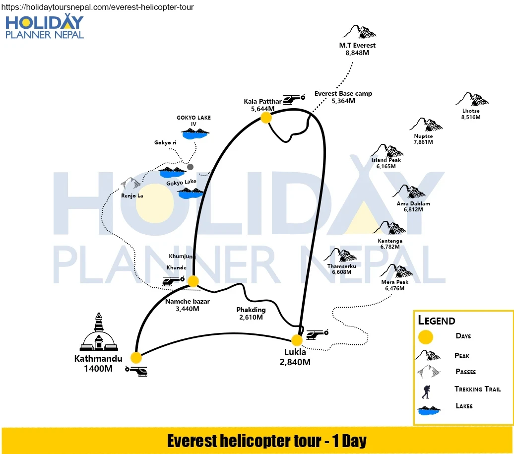 Everest helicopter tour - 1 Day map